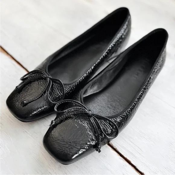 M. Gemi Danza Flats Patent Leather Black Ballet Shoes Hidden Wedge 37.5 EU $298 - Picture 6 of 11